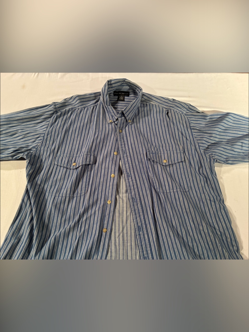 croft & barrow Blue and White Striped Button-Down Shirt